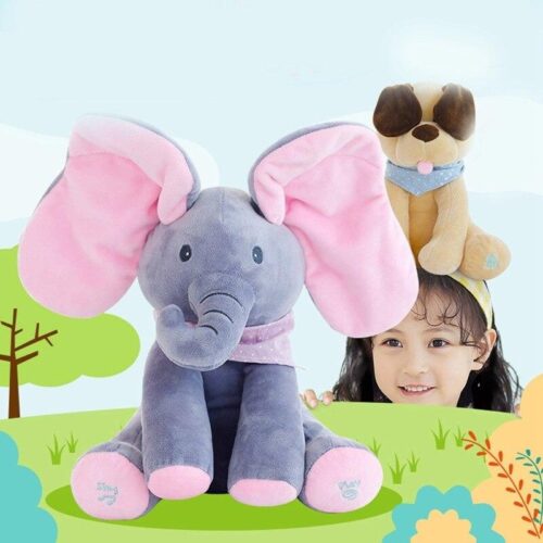 Alternative view of peek-a-boo animated elephant plush toys